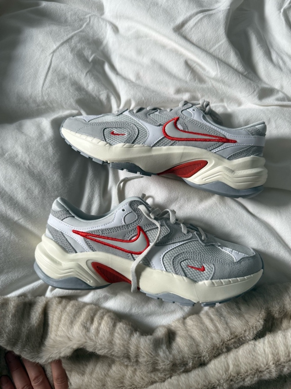 Nike Light Gray and White Low-Top Sneakers